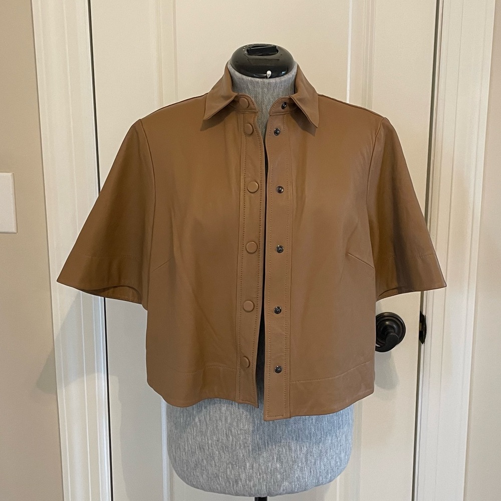 Pearl by Lela Rose Leather Shirt